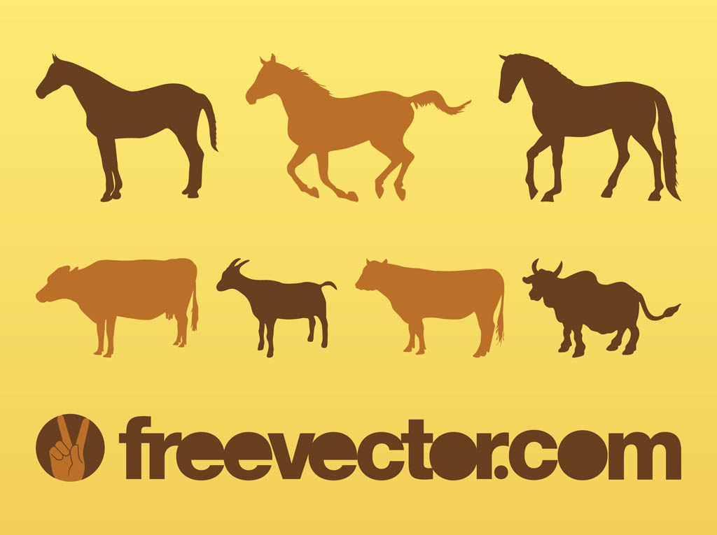 Livestock Animals Silhouettes