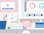 Free Working  Desk Vector Illustration