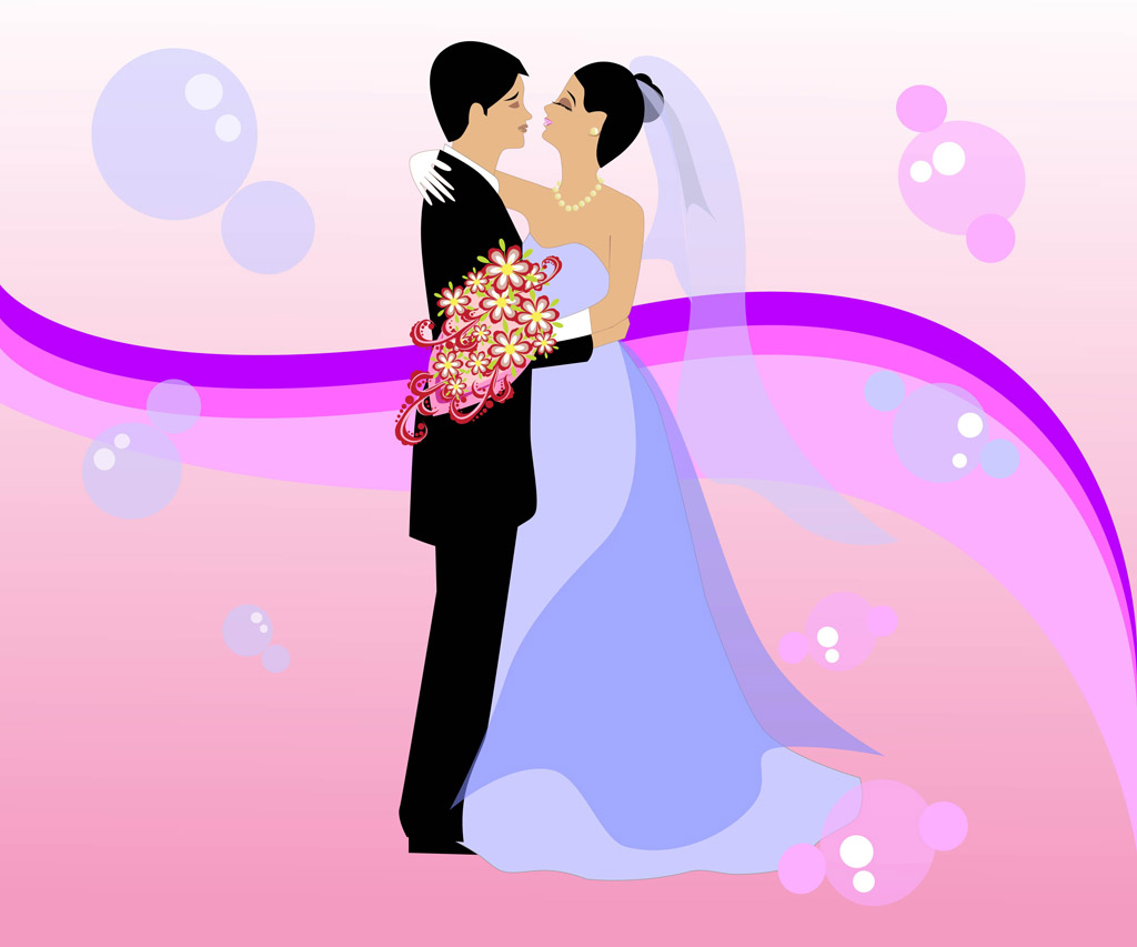 Wedding couple free cartoon download vector Vector Stock