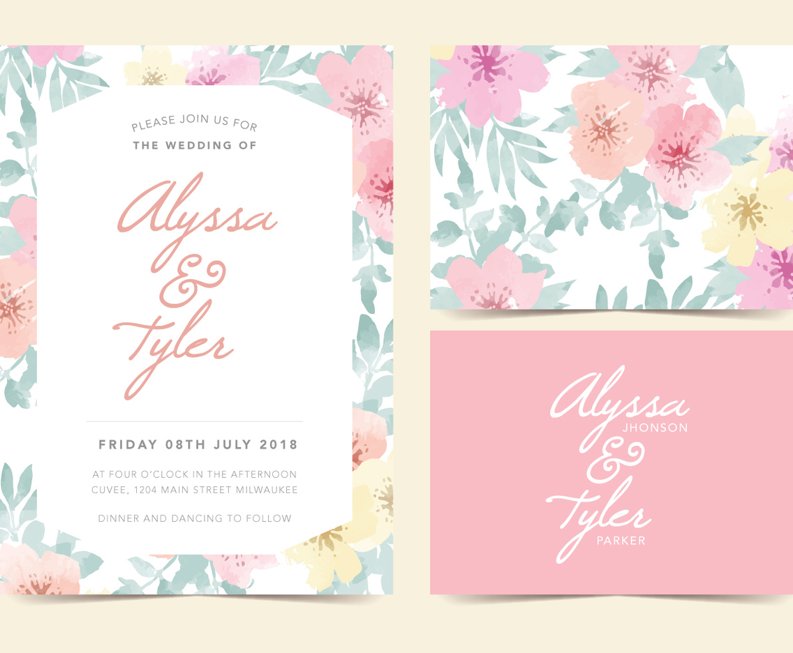 Floral Vector Wedding Invite