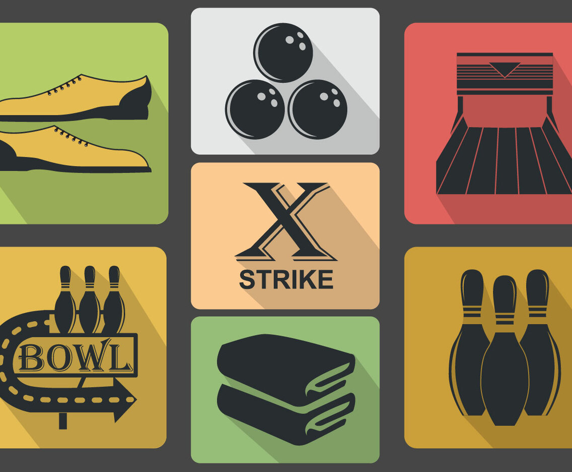 Vintage Bowling Icon Vectors
