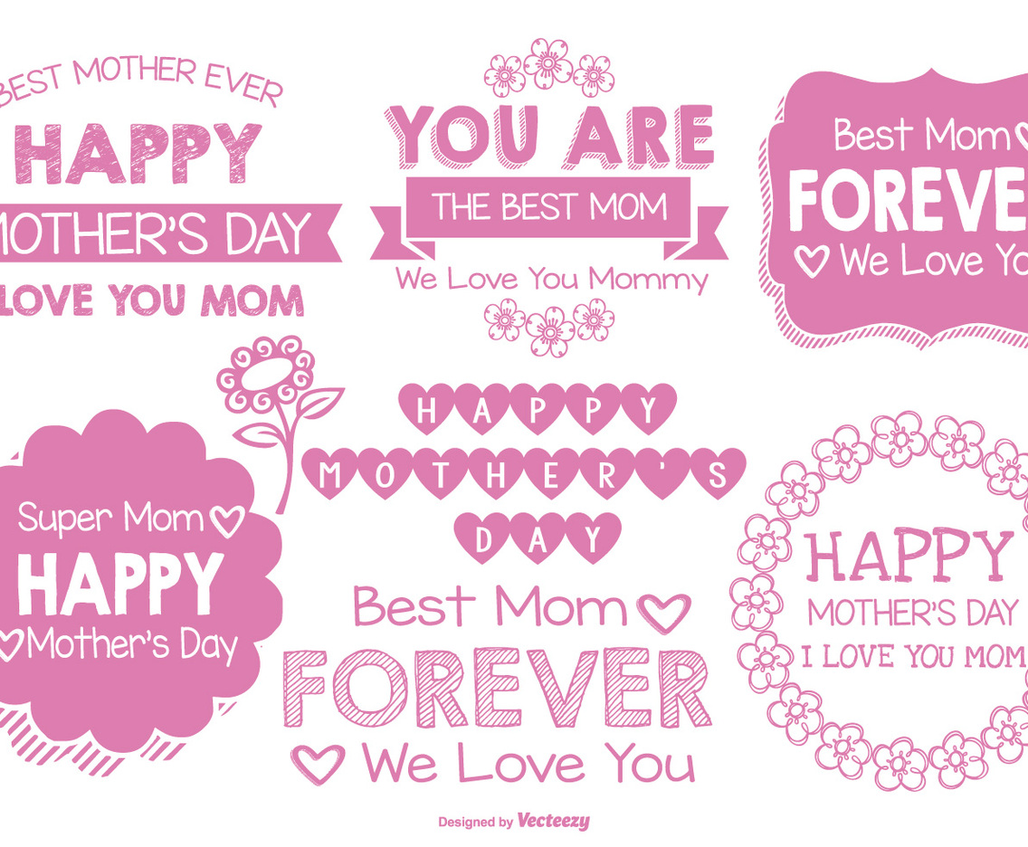 Cute Hand Drawn Style Mother's Day Labels