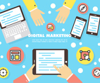 Free Flat Digital Marketing Icon Collection Vector Background