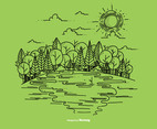 Outdoor River Scene Vector Background
