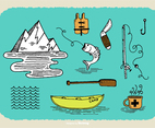 Hand Drawn Fishing Doodle Vectors