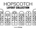 Six Vector Black Hopscotch Game  Icons