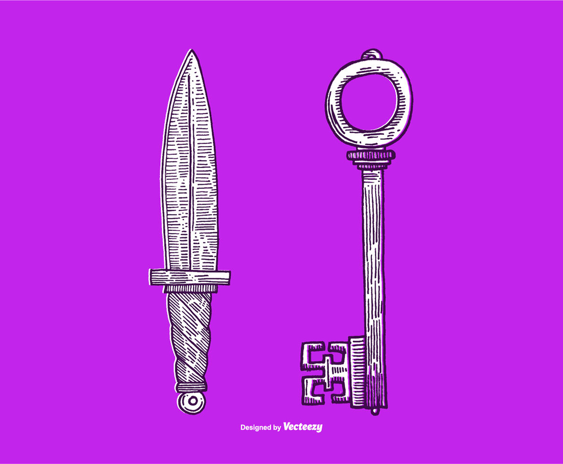 VECTOR KNIFE  KEY - LINE DRAWING