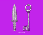 VECTOR KNIFE  KEY - LINE DRAWING