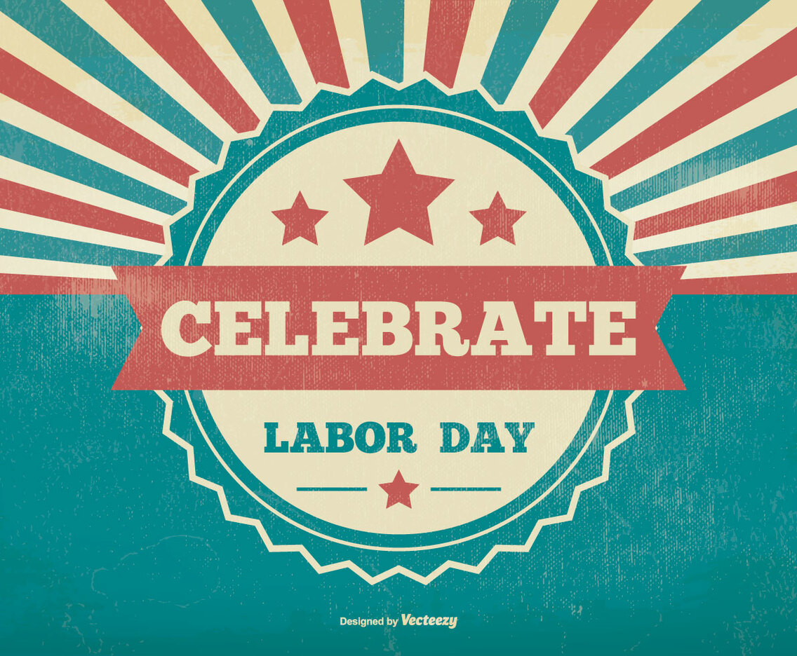 Retro Sunburst Labor Day Illustration