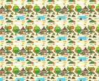 Rural Shack with Lake Pattern Vector