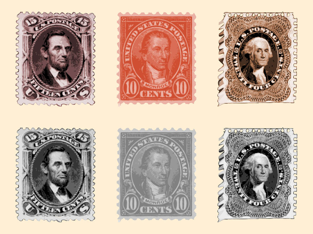 Vintage post stamps design collection Royalty Free Vector