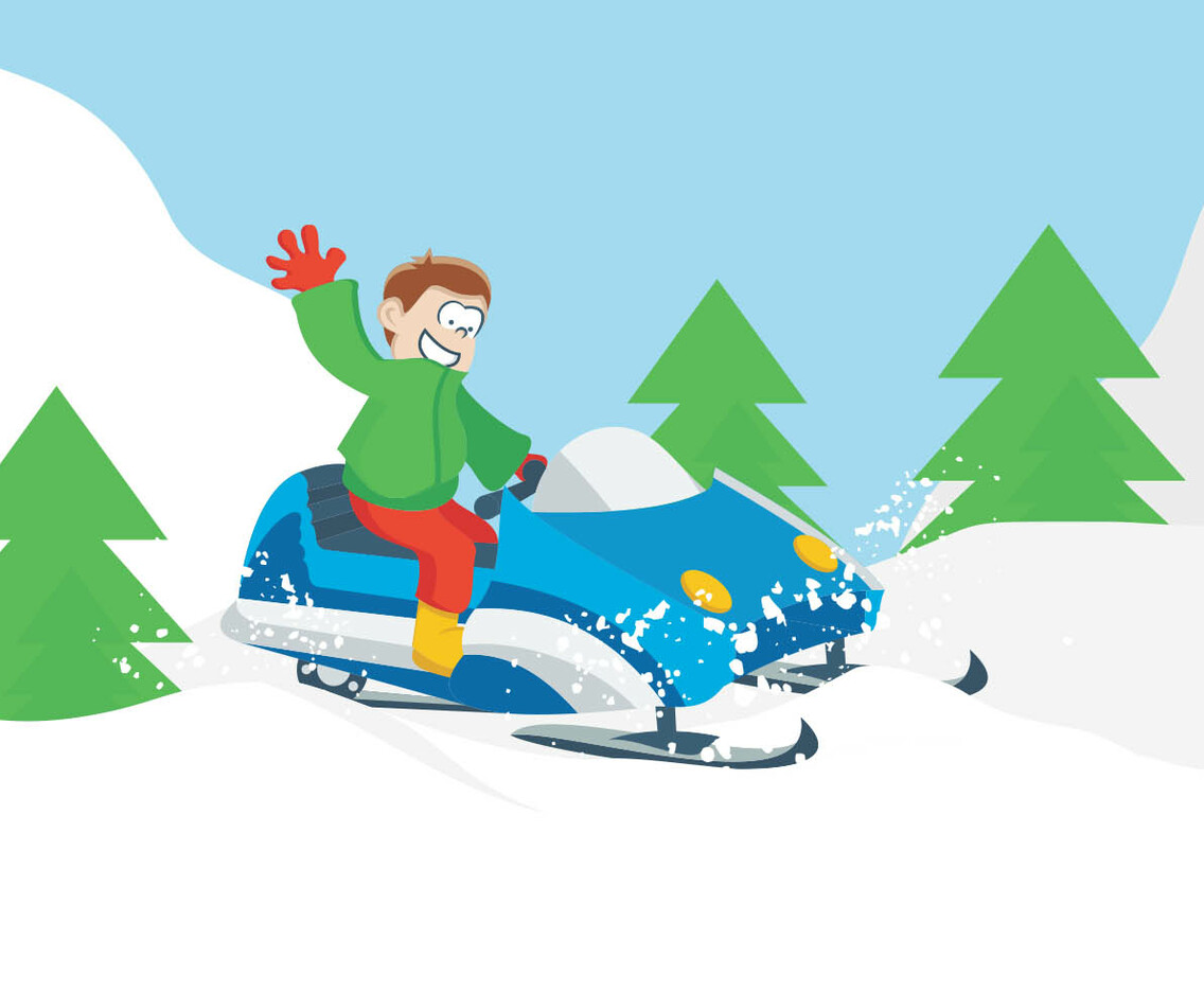 Riding Snowmobile
