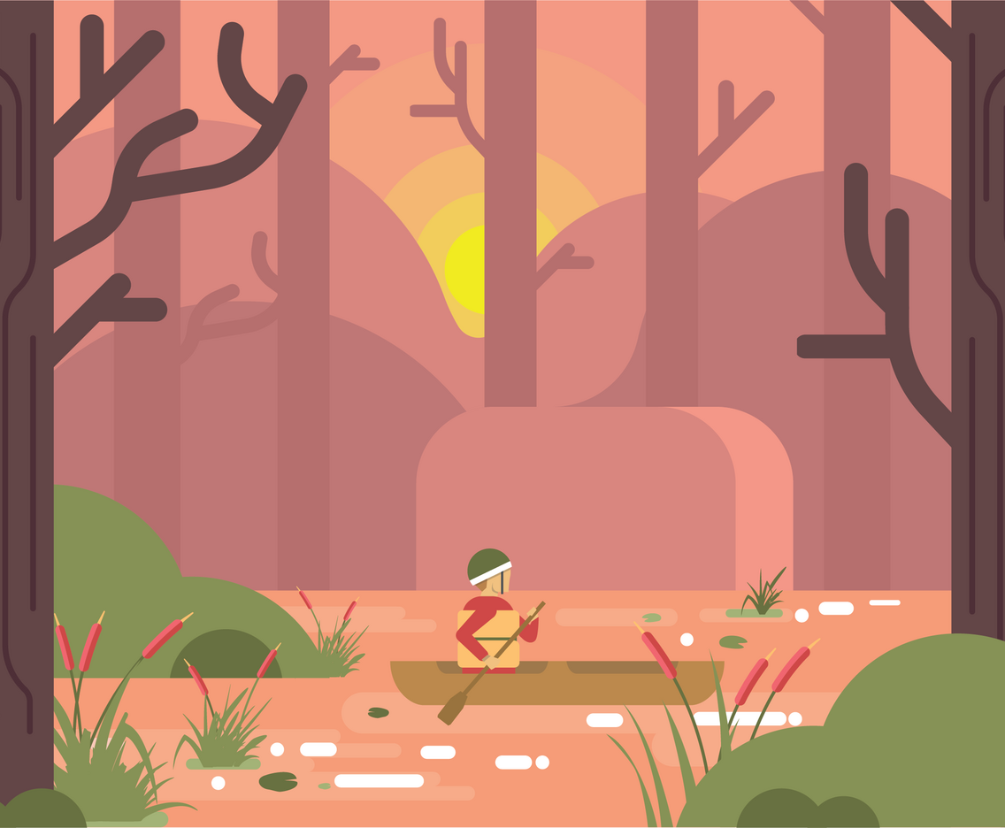 Man At Marsh Vector