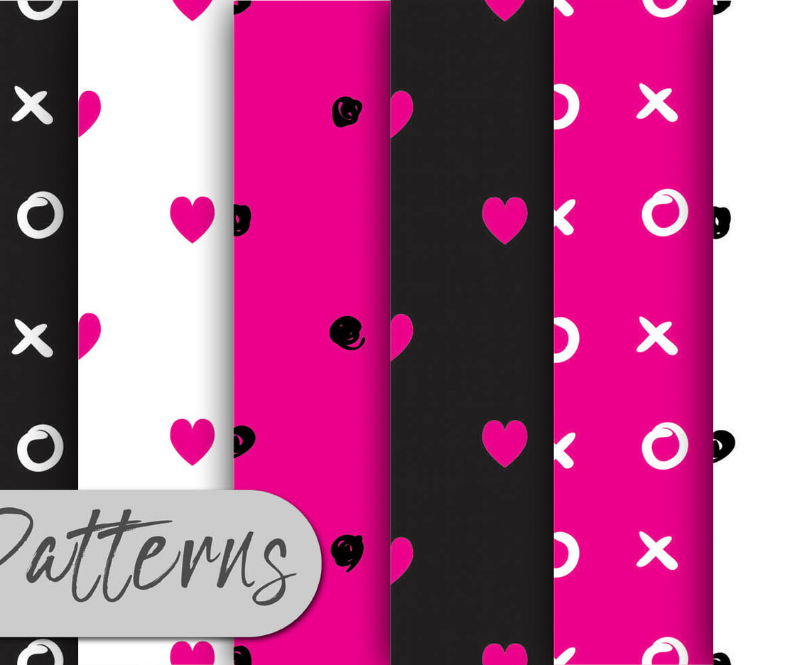 Pink Hand Drawn Pattern Set
