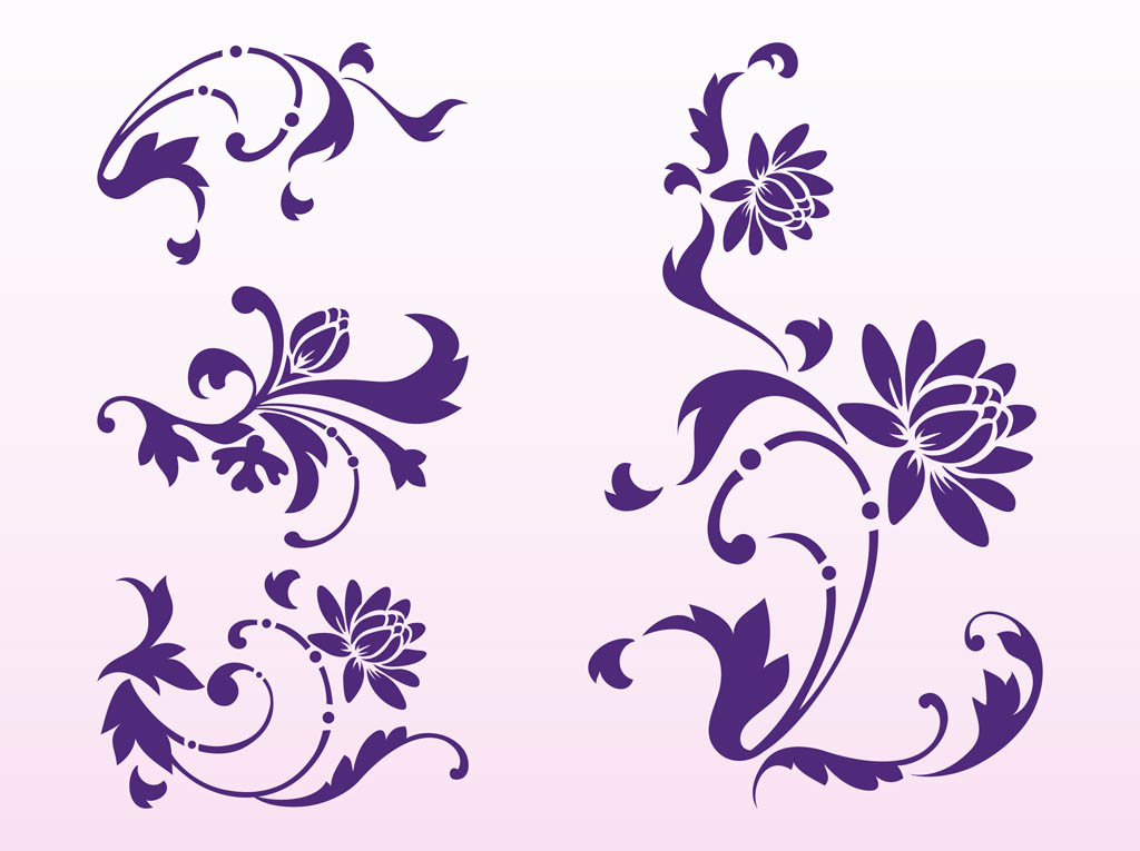 Floral Scrolls Silhouettes