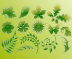Green Glossy Vector Leaves