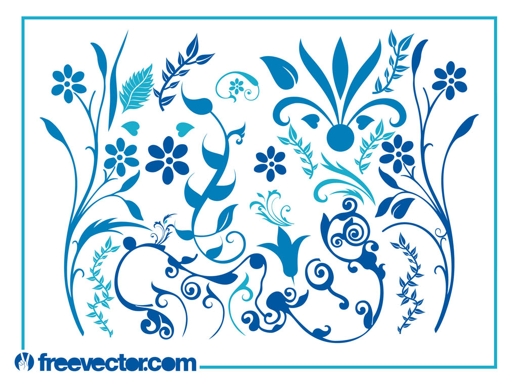 Blue Flower Swirls