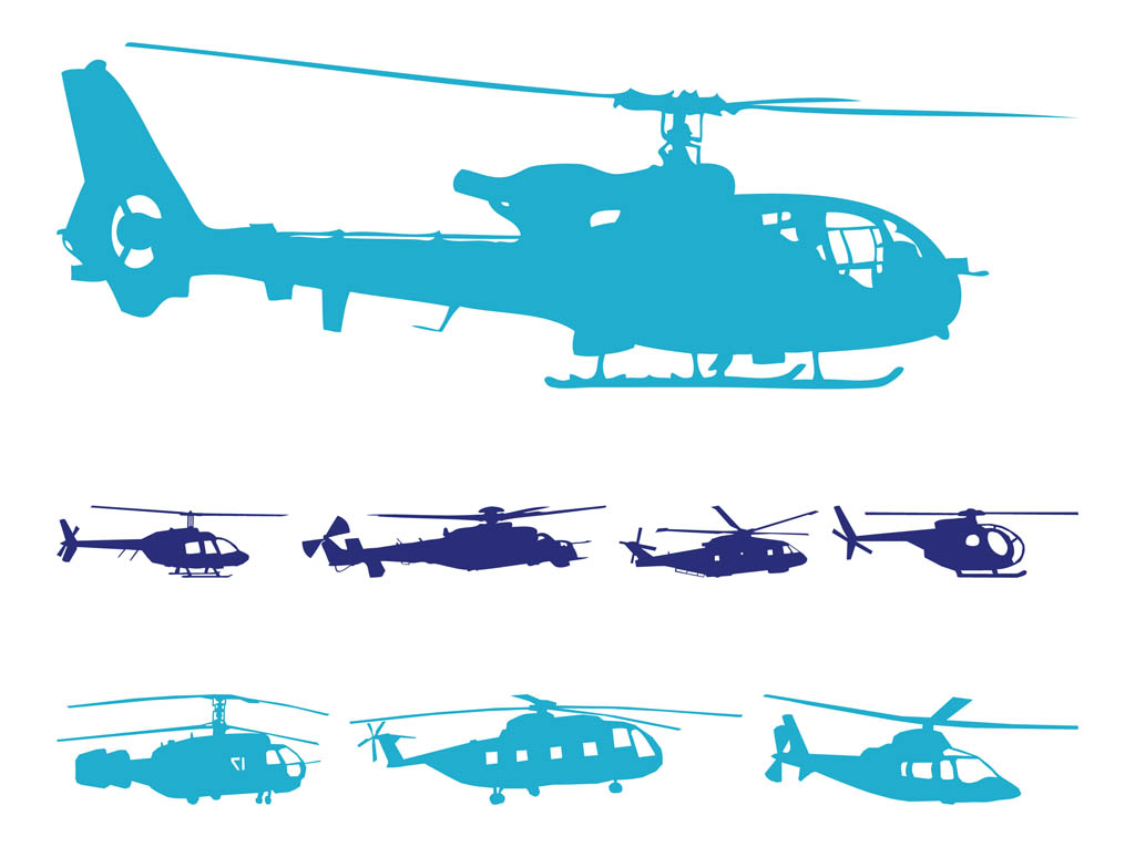 Helicopters Silhouettes Set