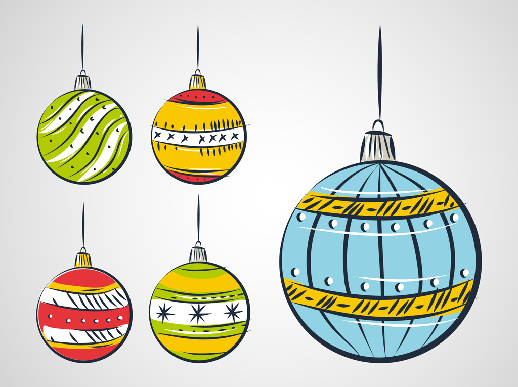 Christmas Balls Drawing Vector Art Graphics Freevector Com