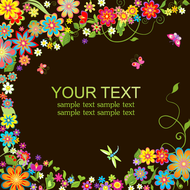 Neon Floral Vector Background