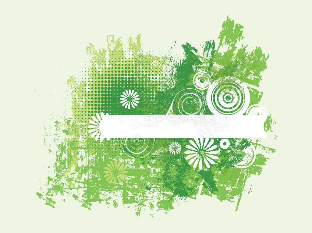 Green Grunge Flowers