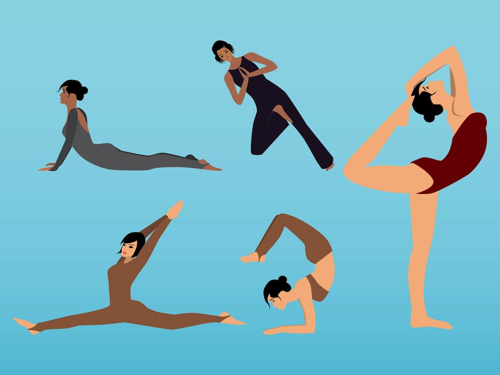 9 yoga poses for fix bad posture Royalty Free Vector Image
