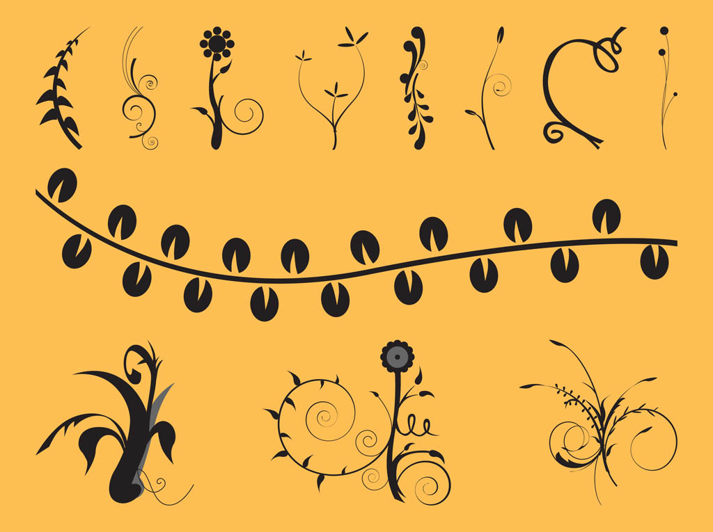 Swirls And Flowers Set
