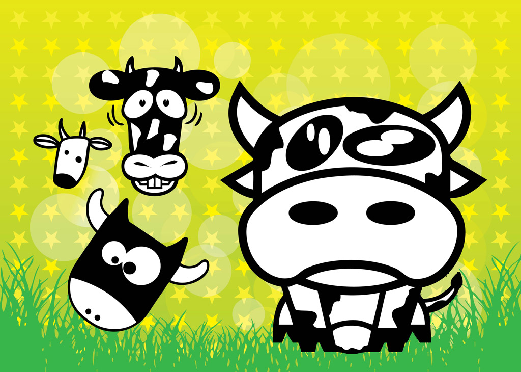 Cows Cartoons Vector Art & Graphics 