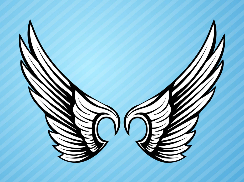 Black-And-White Bird Wings Element