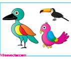 Cartoon Exotic Birds