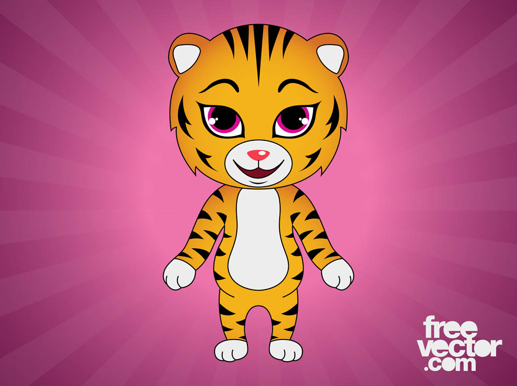 Tiger Cartoon Character Vector Art & Graphics 