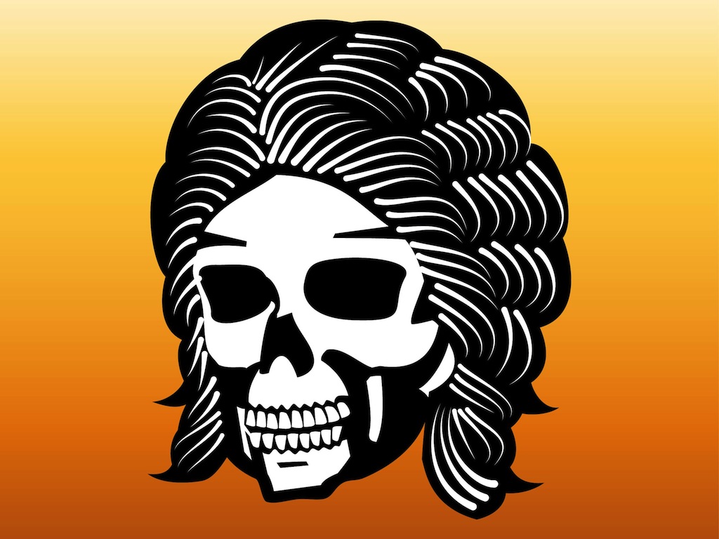 Skull With Hair Vector Art & Graphics 