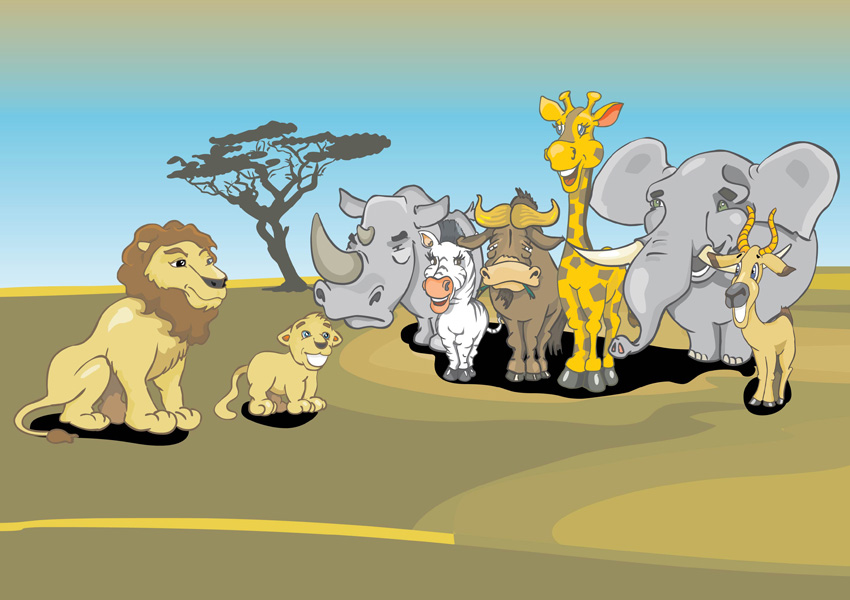 African Animals Cartoon Vector Art & Graphics 