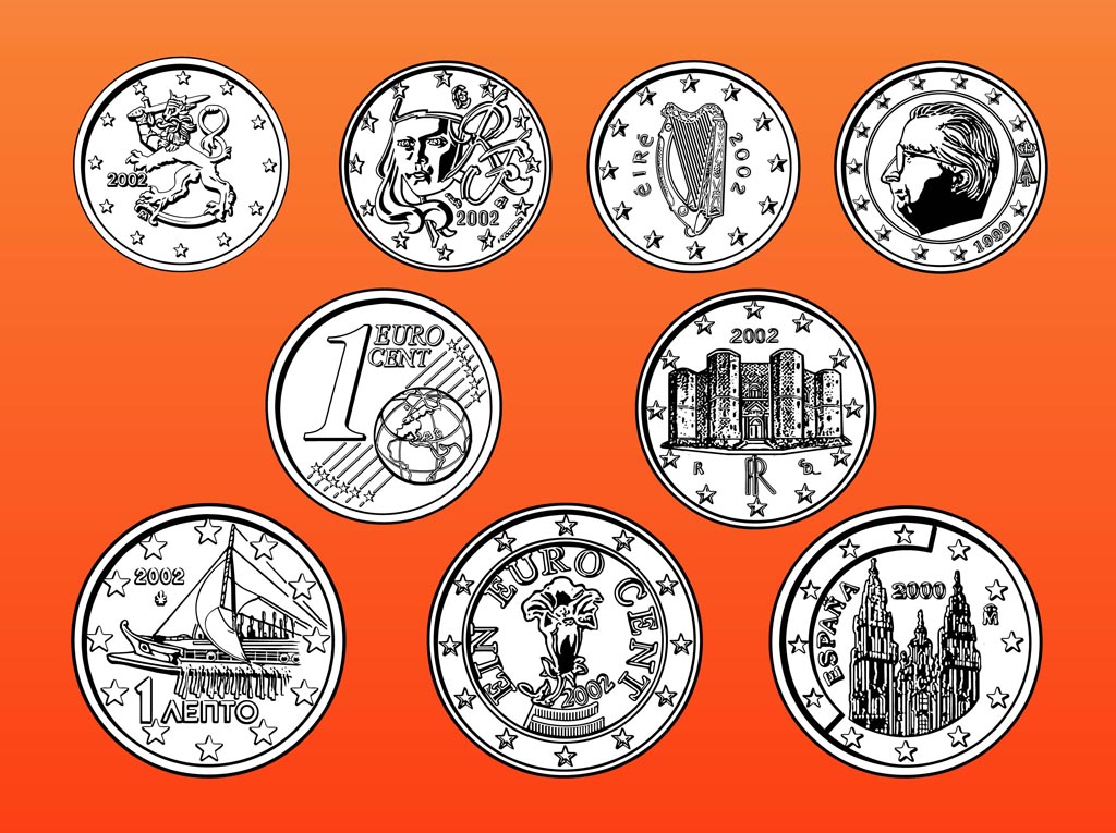 Euro Coins Vector Art & Graphics