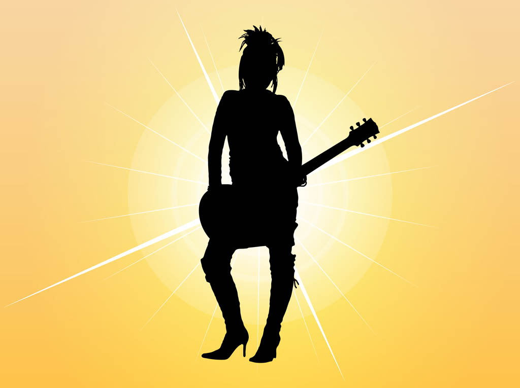 Girl With Guitar Silhouette