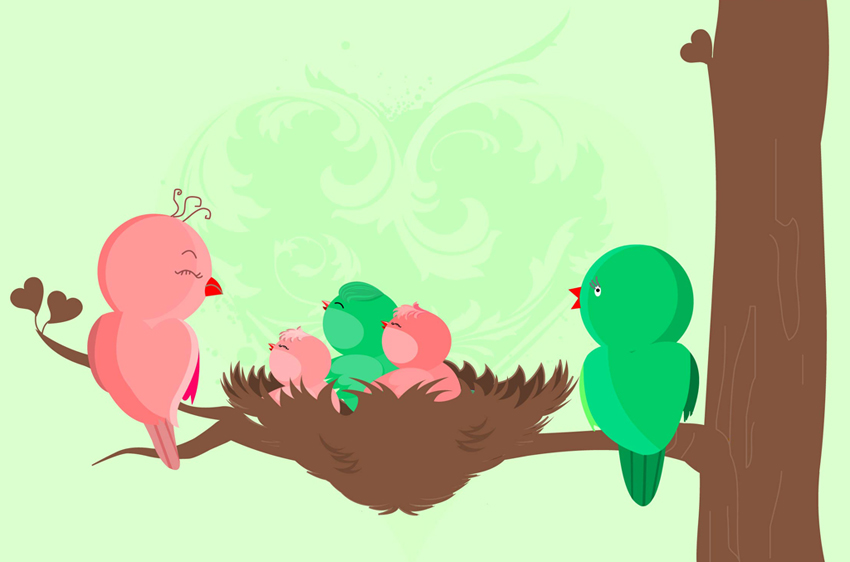 Baby Birds Birth Card
