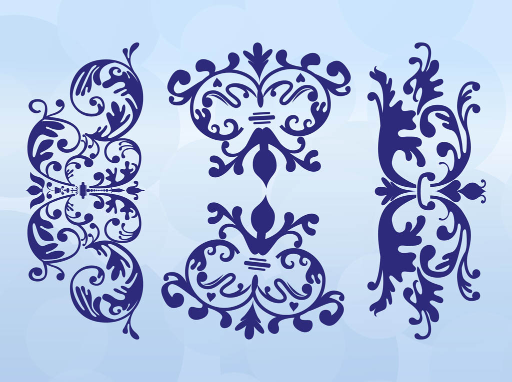 Swirling Floral Scrolls Set
