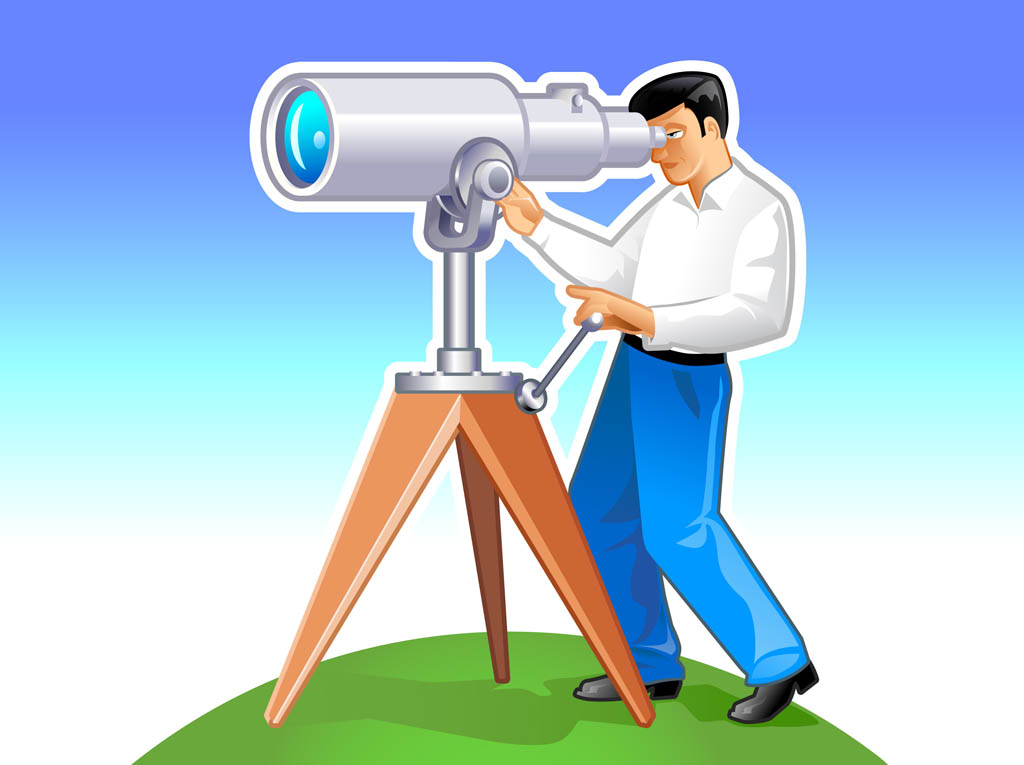 Man With Telescope Graphics