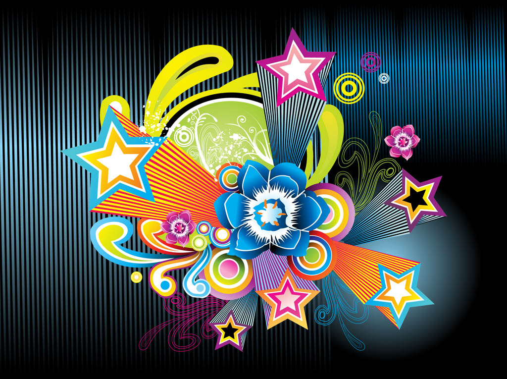 Stars And Flowers Background