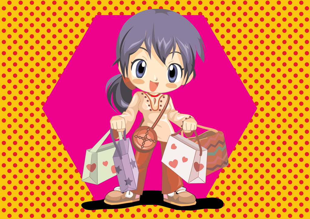 Anime Shopping Girl Vector
