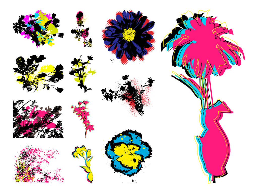 Grunge Retro Flowers