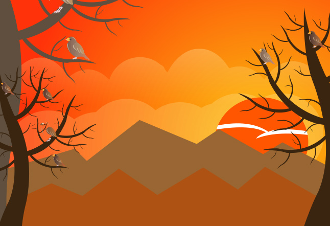 Birds in Trees Background Vector