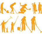 Cleaning People Silhouettes