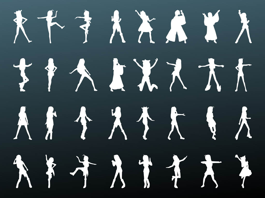 Girls Vector Silhouettes