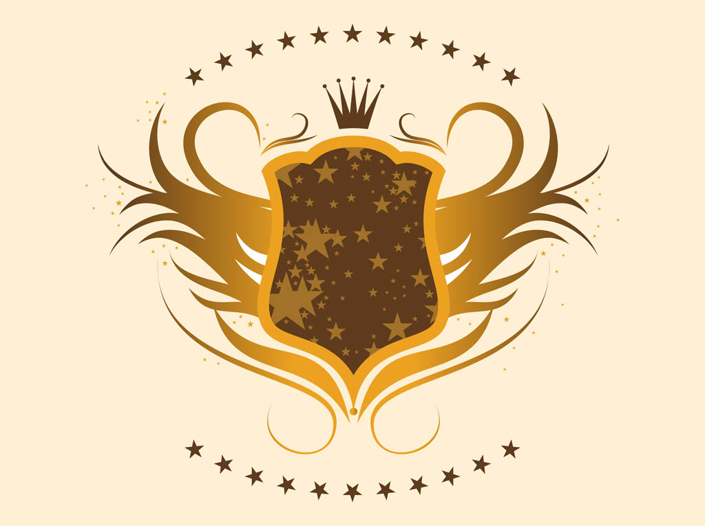 Gold Shield with Stars
