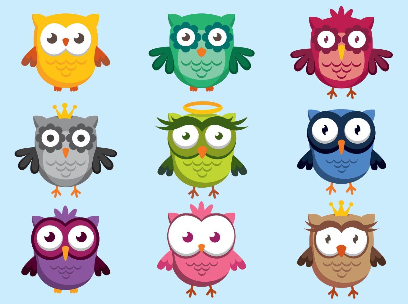 Cute Owl Character Vectors