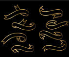 Gold Outline Ribbons Vector