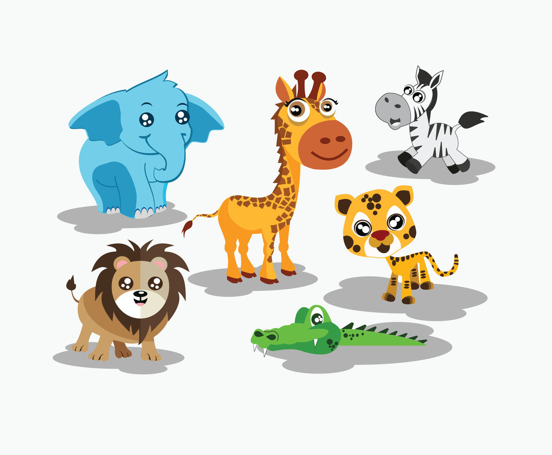 Cute Cartoon Animals Vector Vector Art & Graphics 