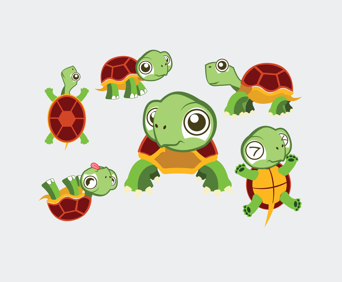 Cute Turtle Cartoon Vector Vector Art & Graphics 