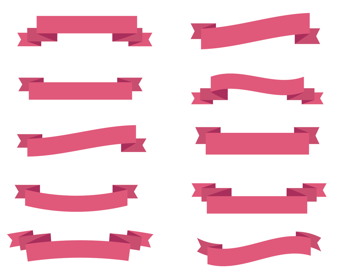 Pink Vector Ribbon Set